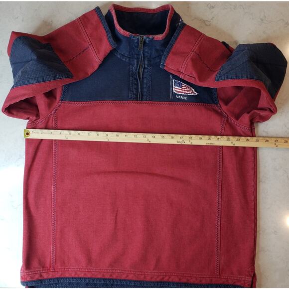 FAT FACE The Airlie USA 1/4 Zip Pullover Jacket Sweatshirt Men's XL Red Blue - Picture 11 of 13